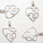 925 Silver Plated 40x33m Lovers Heart (2 Pendants) P257