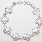 925 Silver Plated 20mm 4 Hearts Square 8" Bracelet P250