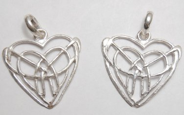 Silver Plated 40mm CELTIC HEART Knotwork 2 Pendant P252