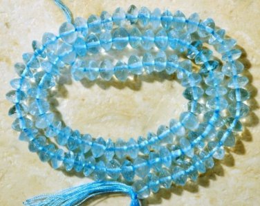 Crystal 5-6mm Button shape BLUE QUARTZ Gemstone Beads 14" str
