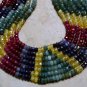 7 Strands Necklace - RUBY, EMERALD, SAPPHIRE 3-5mm Faceted Rondelle 16"-21" long