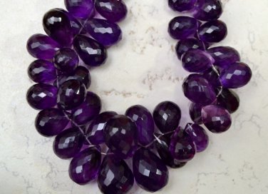 Amethyst BIG 10-22mm long x 6-15mm wide Faceted Drops 8.5" str Select-A-Size A+