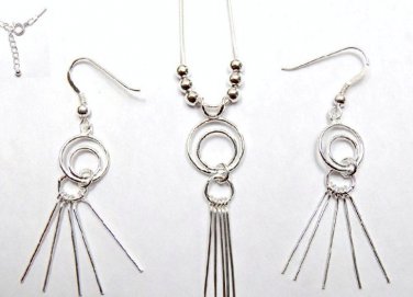 925 STERLING SILVER Earring+Necklace w 16"Chain SET S44