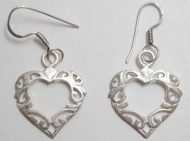 925 Silver Layered CELTIC SWIRL HEART Earring Set P264