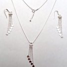 925 STERLING Earring+Necklace 5 Star Pendant wChain S43