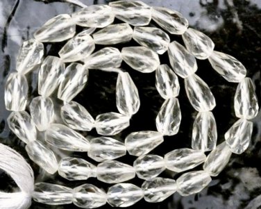 Quartz Crystal 7-8mm long x 4-5mm wide Faceted Topdrill Gemstone Beads 14" str
