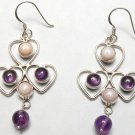 925 STERLING HEART AMETHYST OPAL 65m EARRING 45Ct E2261