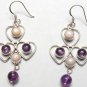 925 STERLING HEART AMETHYST OPAL 65m EARRING 45Ct E2261