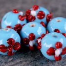 Sky Flower Petal 12X15mm Lampwork Glass (6 Beads) L116