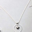 925 STERLING HEART Necklace+Earring w 16" 925 CHAIN S41