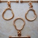 COPPER LARGE 28X16mm HEART Shape TOGGLE (3) 36 Ctw C112