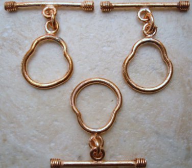COPPER LARGE 28X16mm HEART Shape TOGGLE (3) 36 Ctw C112