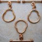 COPPER LARGE 28X16mm HEART Shape TOGGLE (3) 36 Ctw C112