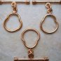COPPER LARGE 28X16mm HEART Shape TOGGLE (3) 36 Ctw C112