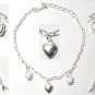 STAMPED 925 STERLING Silver HEART CHARM 8" Bracelet S37