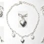 STAMPED 925 STERLING Silver HEART CHARM 8" Bracelet S37