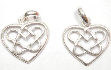 Silver Layered CELTIC "Heart N Heart" (2 Pendants) P252