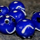 Dark Blue Facial 12X14mm Lampwork Glass (6 Beads) L114