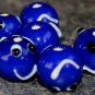 Dark Blue Facial 12X14mm Lampwork Glass (6 Beads) L114