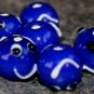 Dark Blue Facial 12X14mm Lampwork Glass (6 Beads) L114