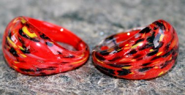 Orange Multi Color SIZE 5.5 Millefiori Glass RING L121