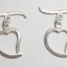 925 SILVER Plated 20X17m BOLD Heart (2 Toggle Set) P268