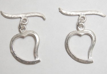925 SILVER Plated 20X17m BOLD Heart (2 Toggle Set) P268