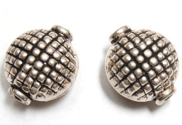 STERLING SILVER Bali 14mm Carved Round FOCAL Bead S617