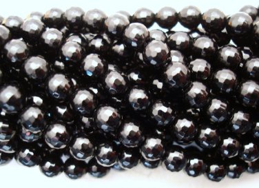 ISRAEL NATURAL BLACK ONYX "6 MM" FACETED ROUND 15" A++