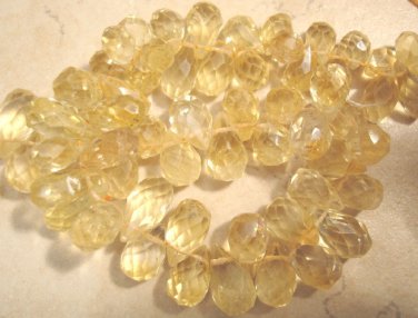 CITRINE 9-12mm (5 Faceted Briolette Drops)Select-A-Size