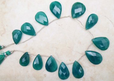 Green CHALCEDONY 20-27mm long (7 Piece Faceted PEARS) Select-A-Size