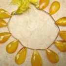 Citrine Yellow CHALCEDONY 30mm (Set of 3 FACETED Elongated Pears) Select-A-Size