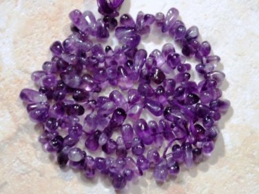 AMETHYST exotic 6-8mm long Sidedrill Drops Gemstone Beads 14.5" strand