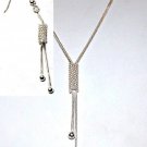 925 STERLING SILVER Earring+Princess Necklace SET S42