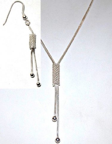 925 STERLING SILVER Earring+Princess Necklace SET S42