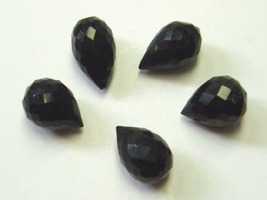 Black Onyx 11x8mm (3 Faceted Sidedrill Drops) 12 Ctw