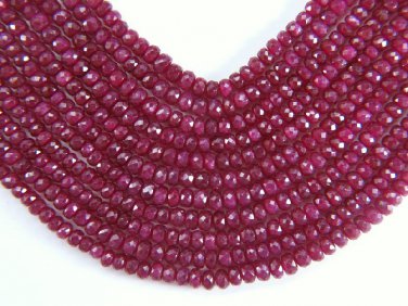 Real RUBY 4.5-5mm (10 FACETED Rondelle) Beads 9Ct