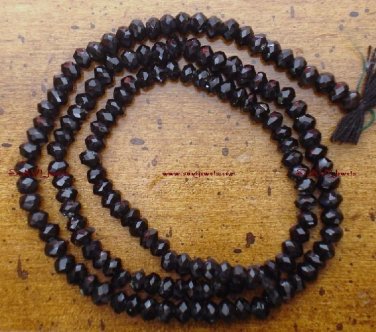 Micro FACETED NATURAL BLACK ONYX 3-3.5mm diameter RONDELLE 7.5" strand