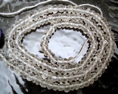 Micro FACETED CRYSTAL Quartz 4mm diameter Rondelle Gemstone Beads 7" A+