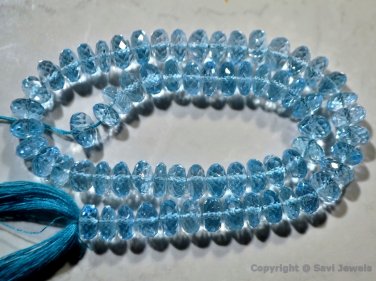Micro Faceted Blue TOPAZ 6.5-7mm Rondelle Gemstone Beads (Pick-A-Lot)