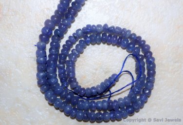 TANZANITE 3-4mm diameter PLAIN Rondelle Gemstone Beads 6" Strand 22Ctw