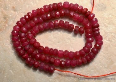 Ruby 3.4-3.6mm Precious (100 Loose Faceted Rondelle) Gemstone Beads 34 Ct "A-"