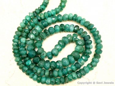 Natural EMERALD 3.5-4mm diameter (100 Faceted Rondelle) Gemstone Beads 25Ct