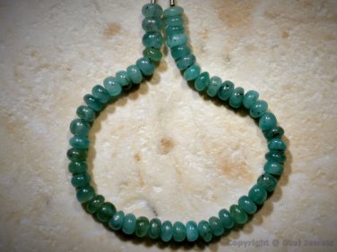 Real Emerald 3.6mm diameter (50 Plain Precious Rondelle) Gemstone Beads 14Ctw