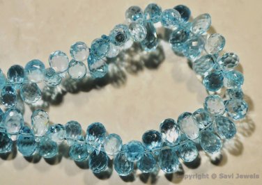 Micro Faceted Blue TOPAZ 6.5-8.5mm Sidedrill Drops (Select-A-Size) A+++