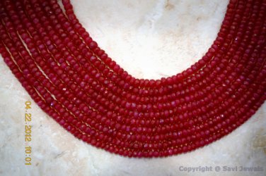 Precious RUBY 3-4.5mm (50 Loose Faceted Rondelle) Beads Select-A-Size Grade "A"