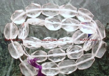 Natural Quartz Crystal 8-9mm long x 6-7mm wide FACETED Oval Gemstone Beads 14"