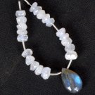 Faceted Labradorite Pear (13-15mm) /Rainbow Moonstone Rondelle (4-5mm) 73-10