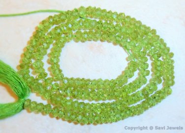 Micro Faceted PERIDOT 3.5mm diameter RONDELLE Beads 14" Str A+