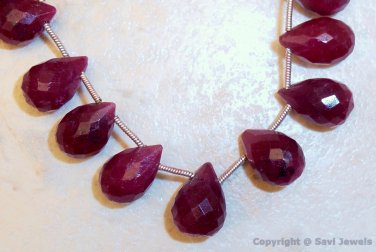 Real RUBY 9-14mm X 7-9mm (1 Faceted Drops) Briolette Low Quality "Grade B"